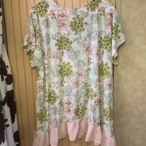 Ladies Floral Top with Ruffle